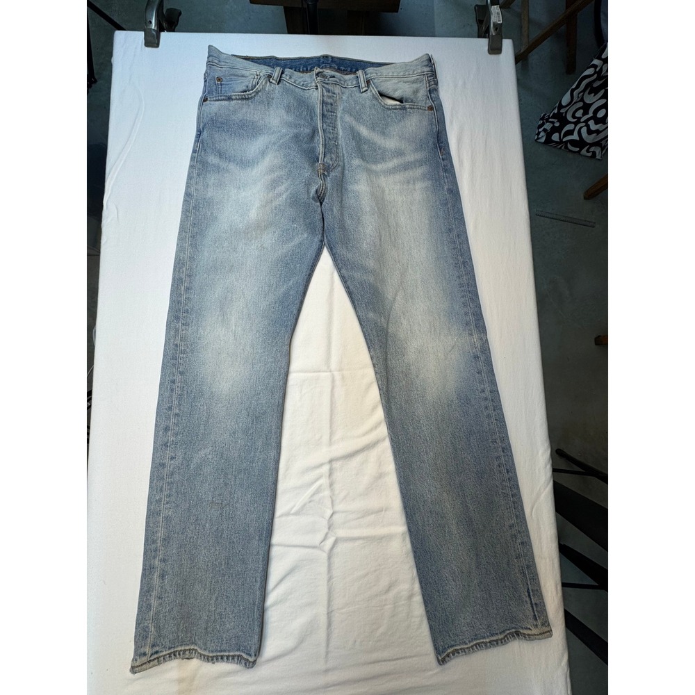 Levis 501 Vintage Light Wash Straight Leg Button Fly Denim Jeans Mens